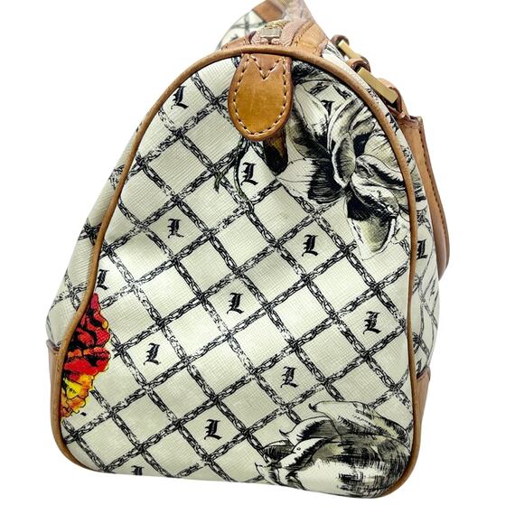 L.A.M.B. by Gwen Stefani Satchel Handbag Marigold Floral Print White Brown - Picture 2 of 16
